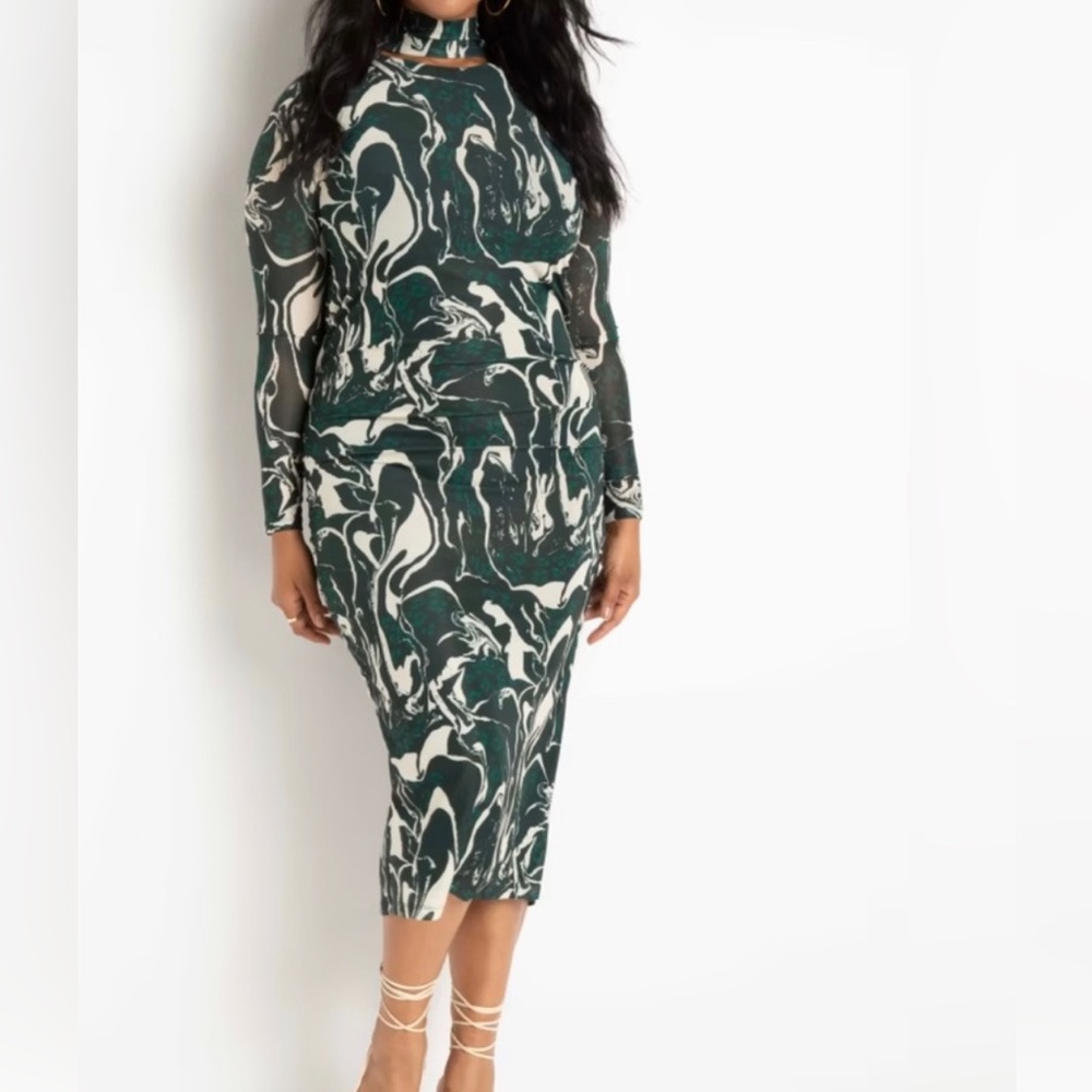 Eloquii Floating Mock Neck Mesh Dress size 24